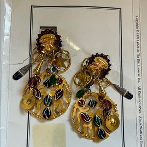 Vintage-Style Yellow Floral Drop Earrings